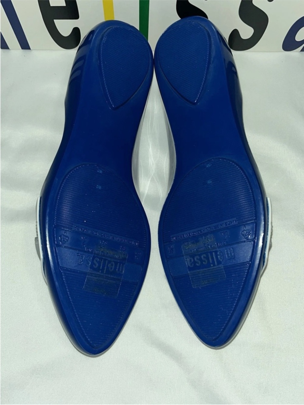 Melissa + Karl Lagerfeld Trippy Zip Ballet Flats blue white color combination. - Picture 4 of 5